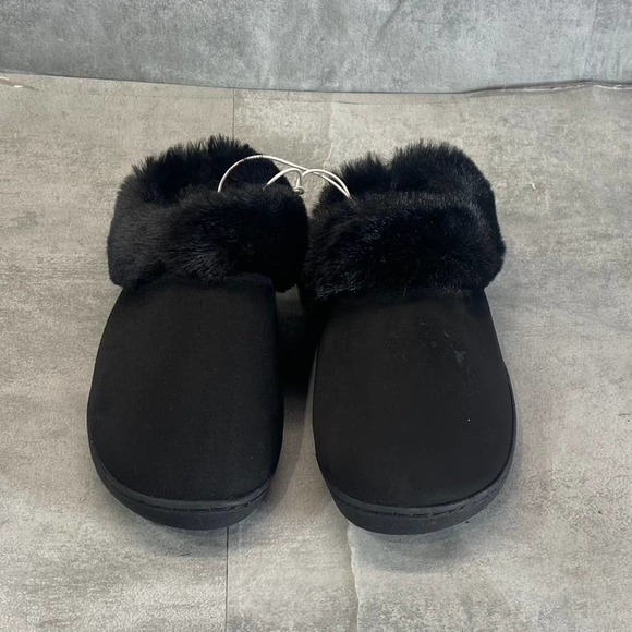 Nordstrom Rack Women's Black Holly Faux-Fur Round-Toe Slip-On Clog Slippers SZ S - Picture 4 of 14